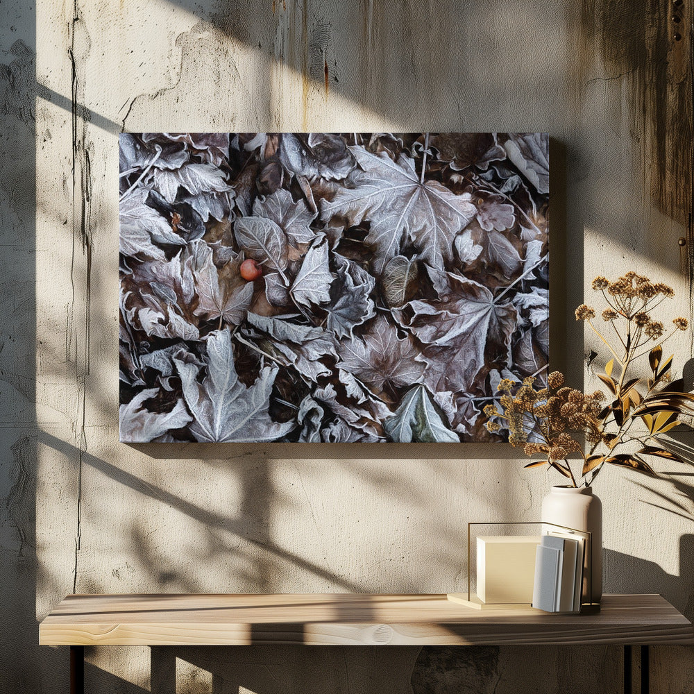 Bevroren bladeren | Canvas