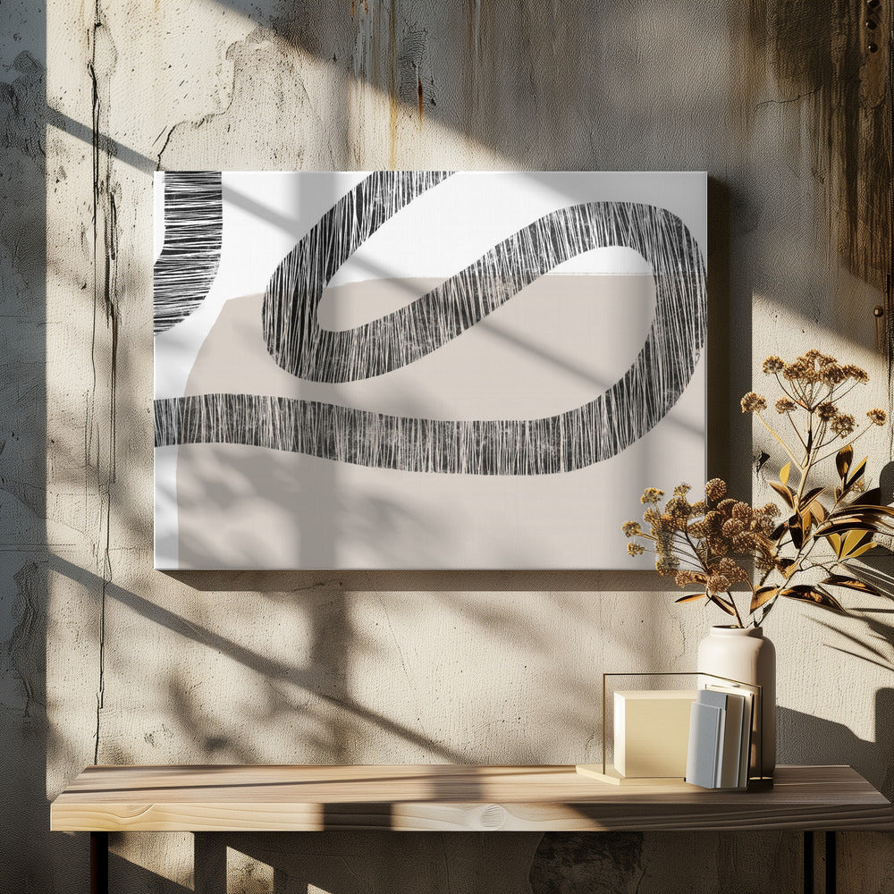 Gestructureerde lijnen op een beige en witte achtergrond | Canvas