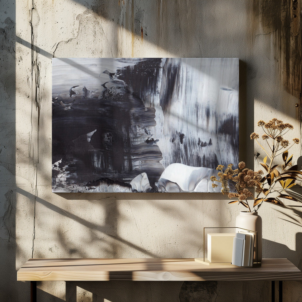Dynamic Black And White Brushstrokes | Canvas