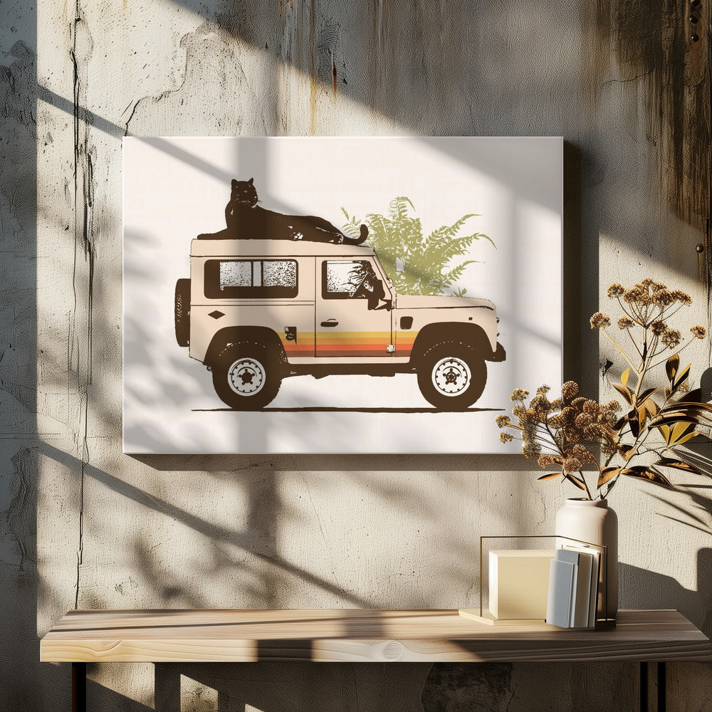 Zwarte Panter op Auto | Canvas