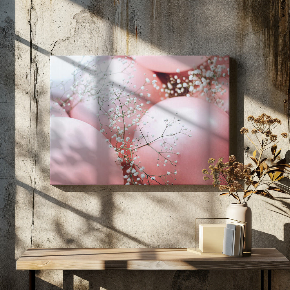 Roze ballonnen met bloem | Canvas