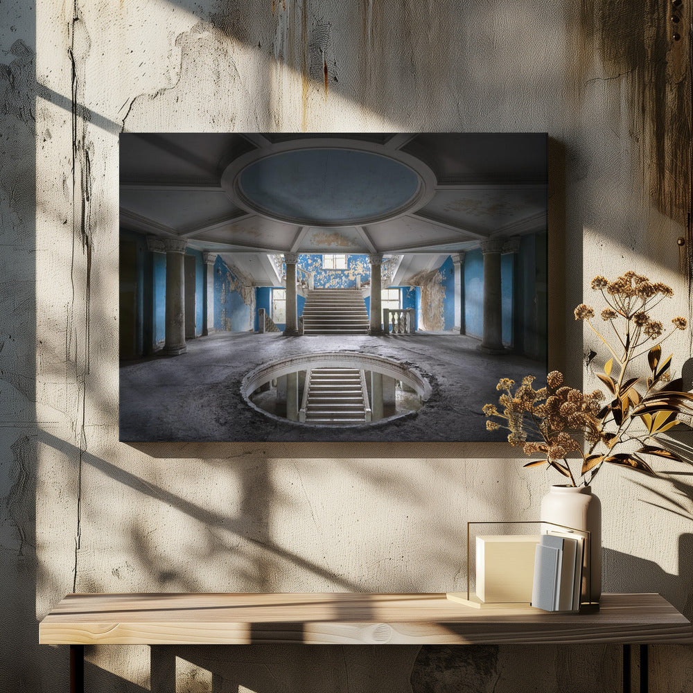 Donkerblauwe trap | Canvas