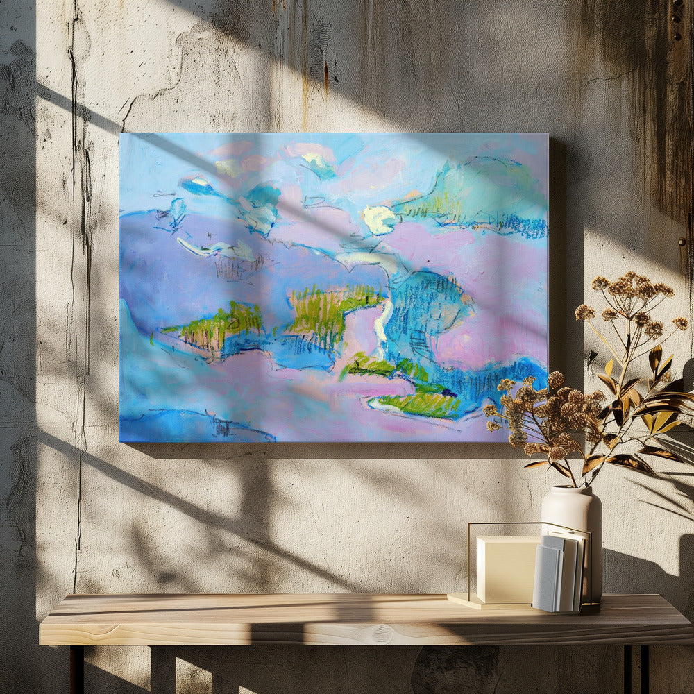Abstract roze landschap | Canvas