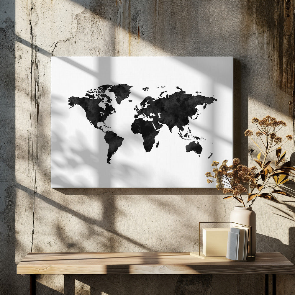 Inktwereldkaart | Canvas