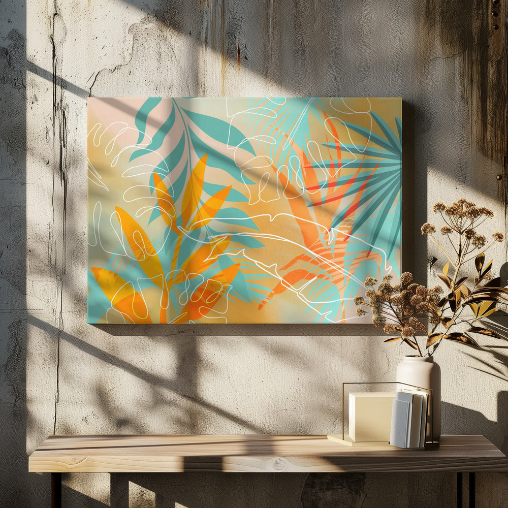 Tropische zomer oranje turquoise | Canvas