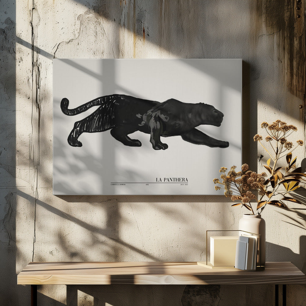 La Panthera (zwart) | Canvas