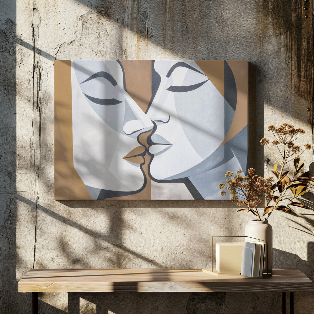 Een kus bruingrijs | Canvas