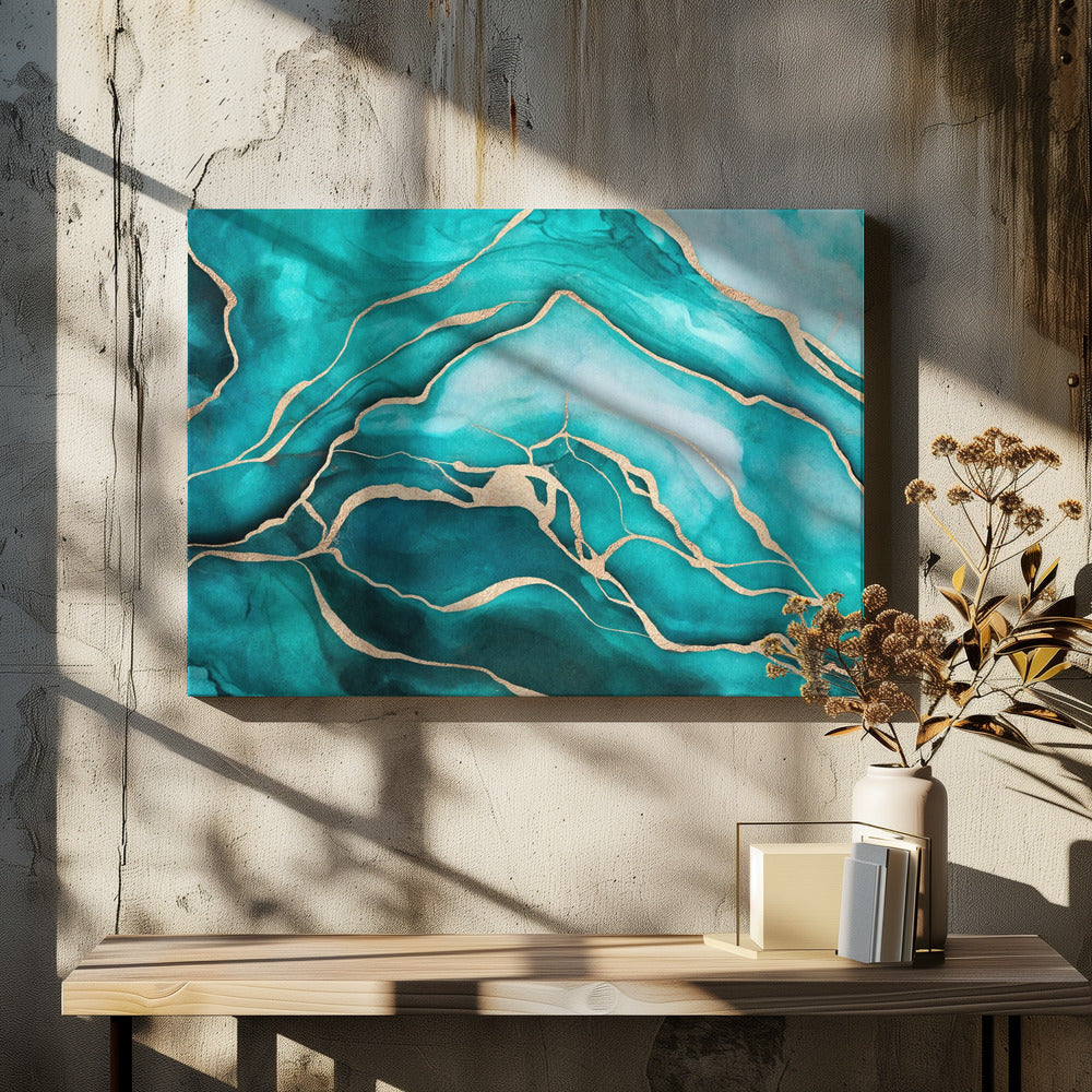 Turquoise Teal Marble Glam | Canvas