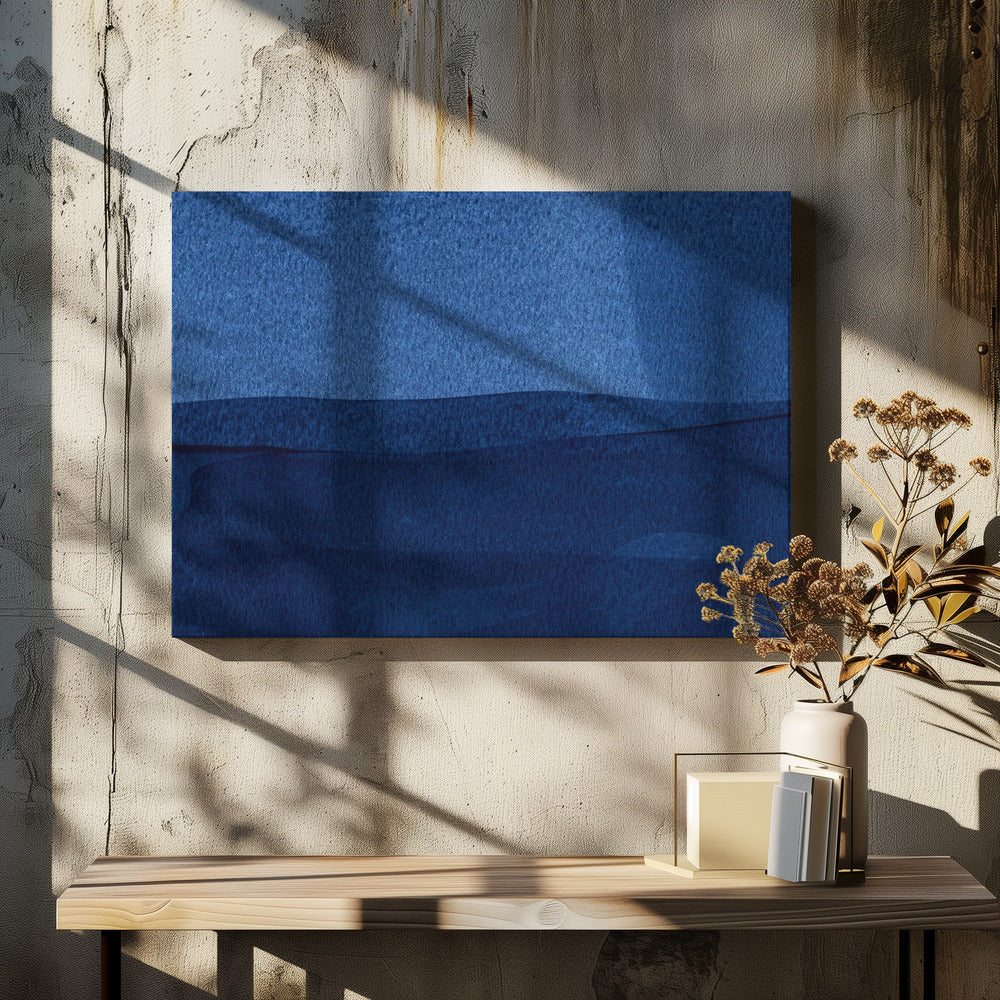 Blauwe textuur met vloeiende verticale lijnen | Canvas