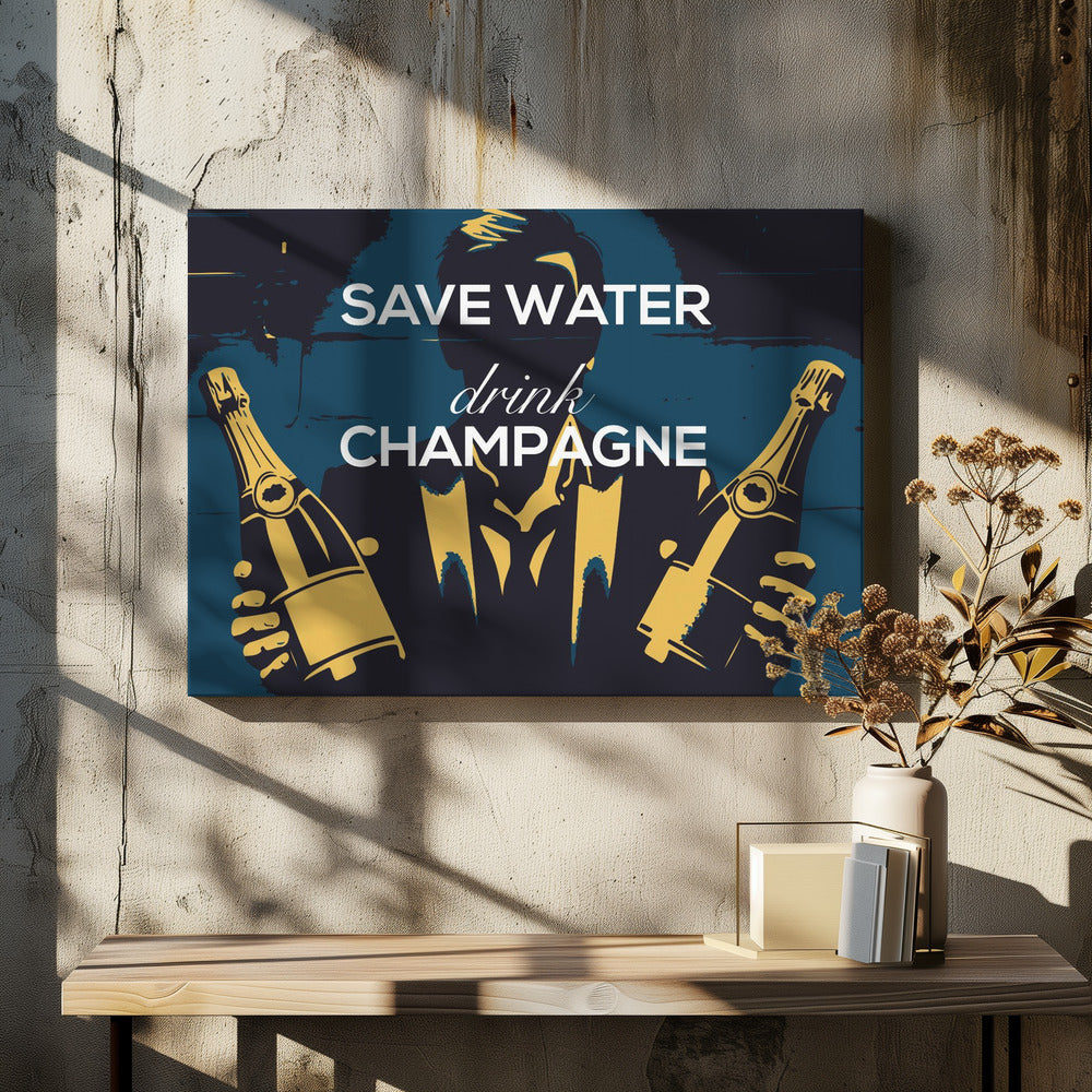 Bespaar water - Drink champagne | Canvas