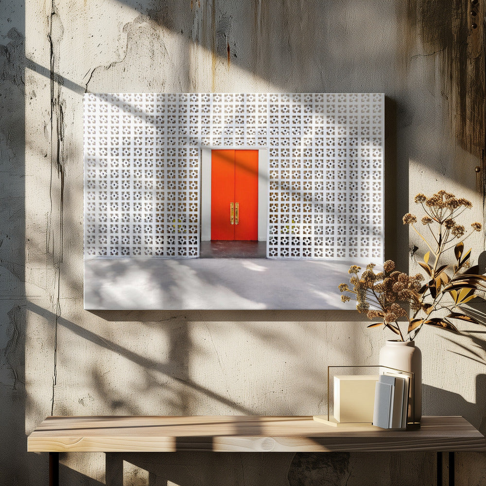 Parker Orange Deuren en Breezeblock Muur | Canvas