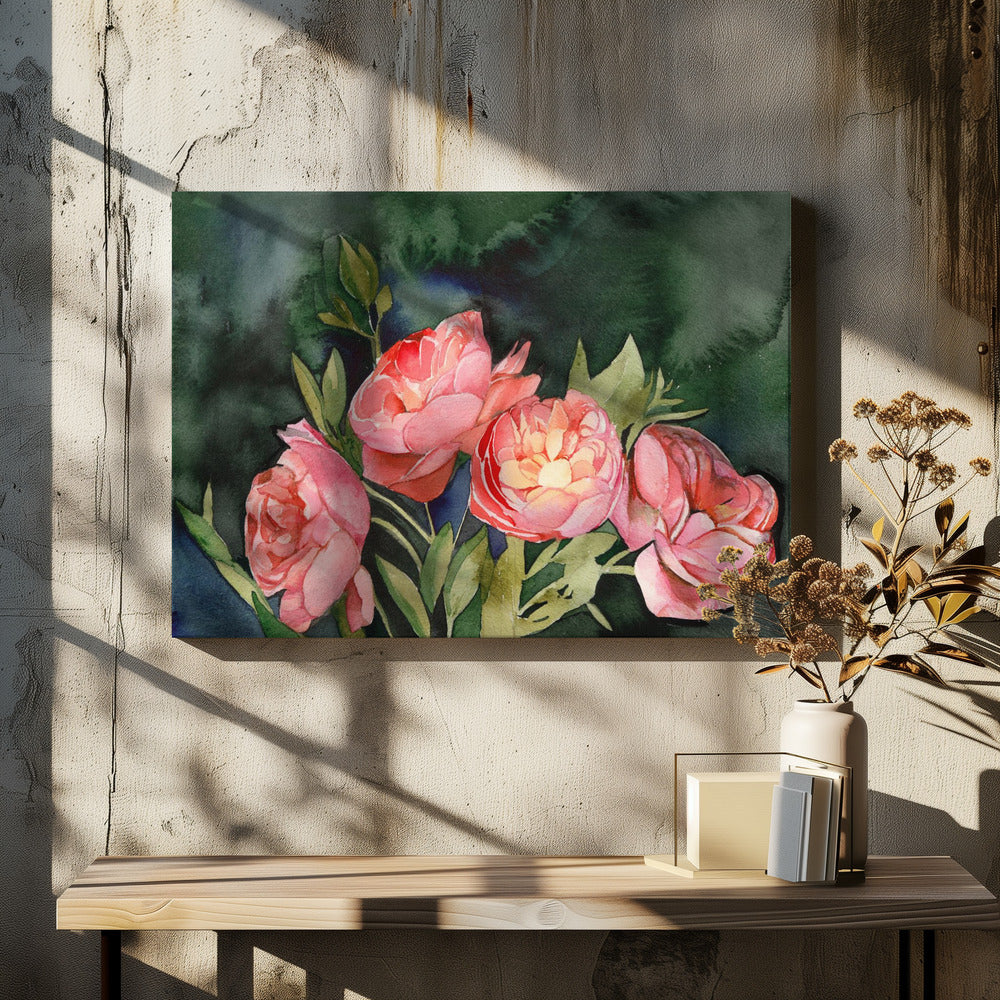Donkere bloemen | Canvas