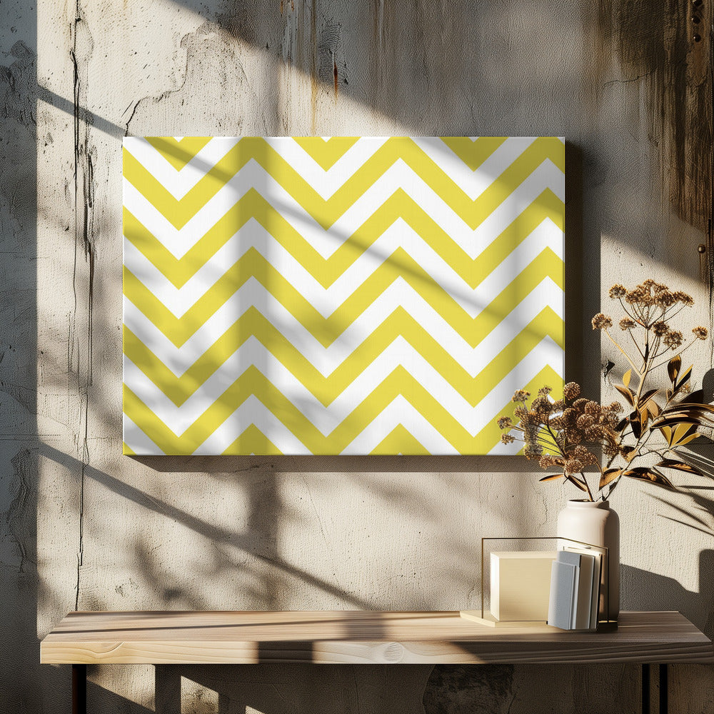 Chevron Geel en Wit | Canvas