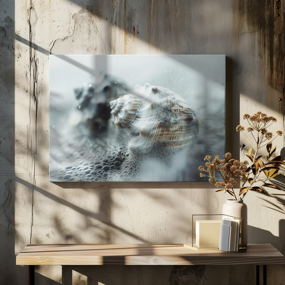 Schelpen in de mist van de oceaan | Canvas