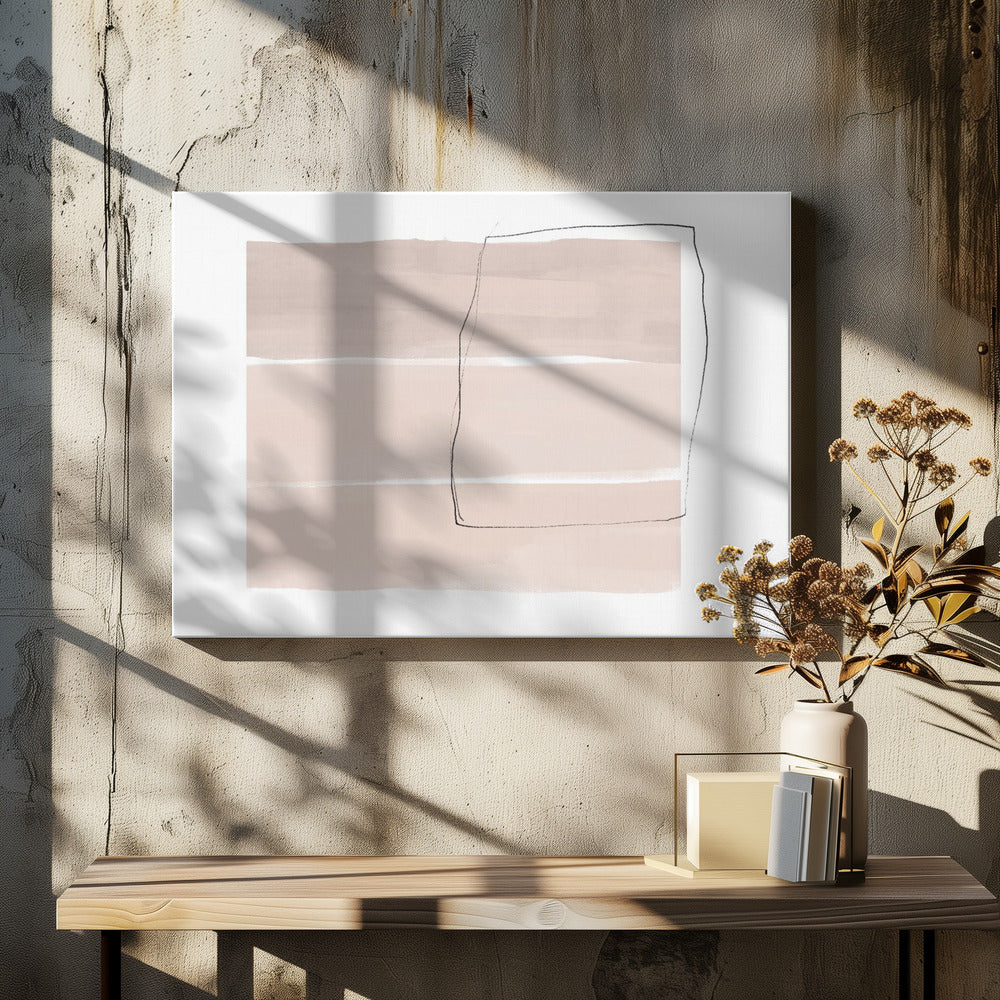 Zachte beige tinten met horizontale banden | Canvas