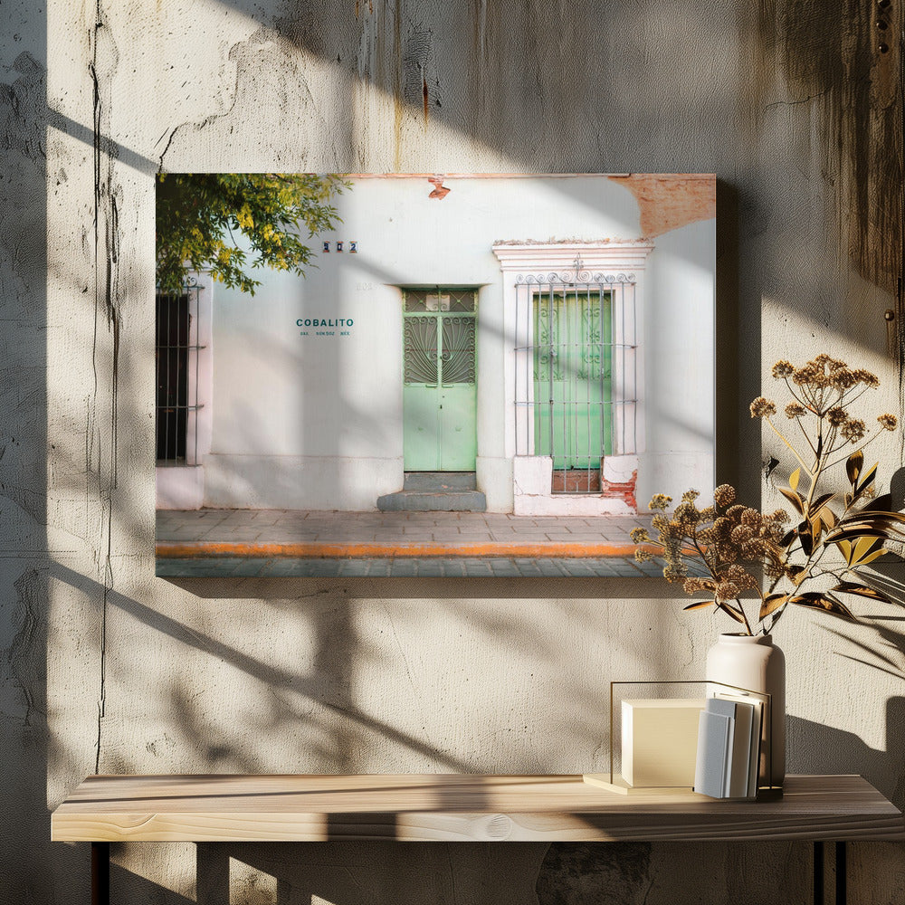 Oaxaca-straat | Kleurrijke pastelkleurige Mexicaanse fotografie | Canvas