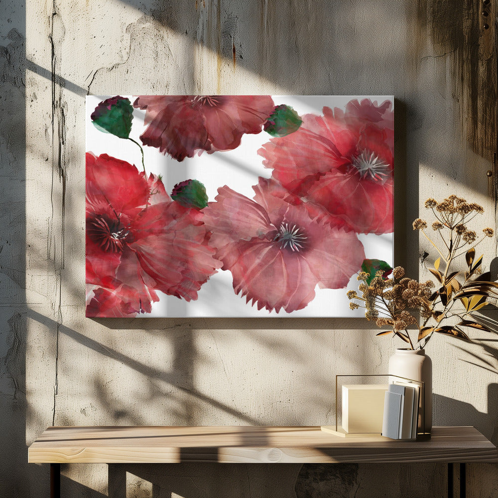 Grote rode bloemen 1 | Canvas