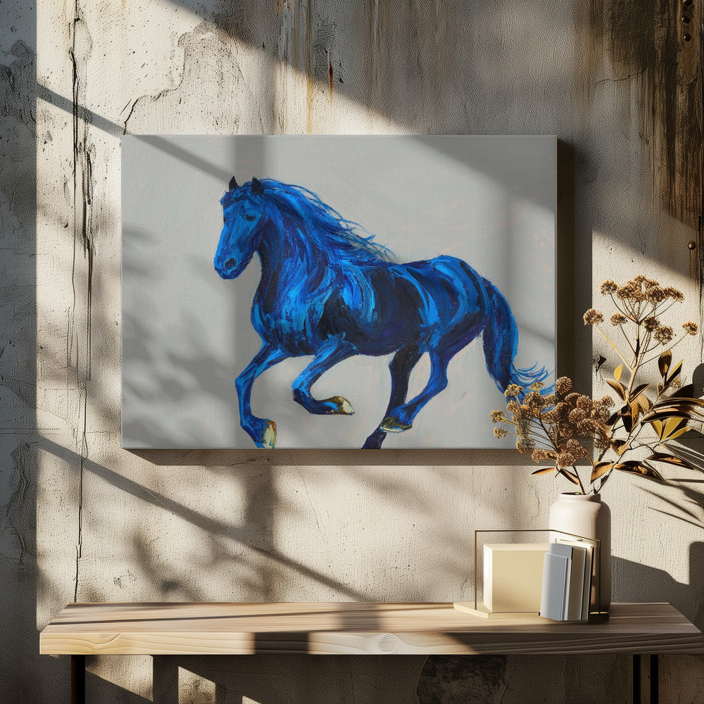 Een blauw paard | Canvas