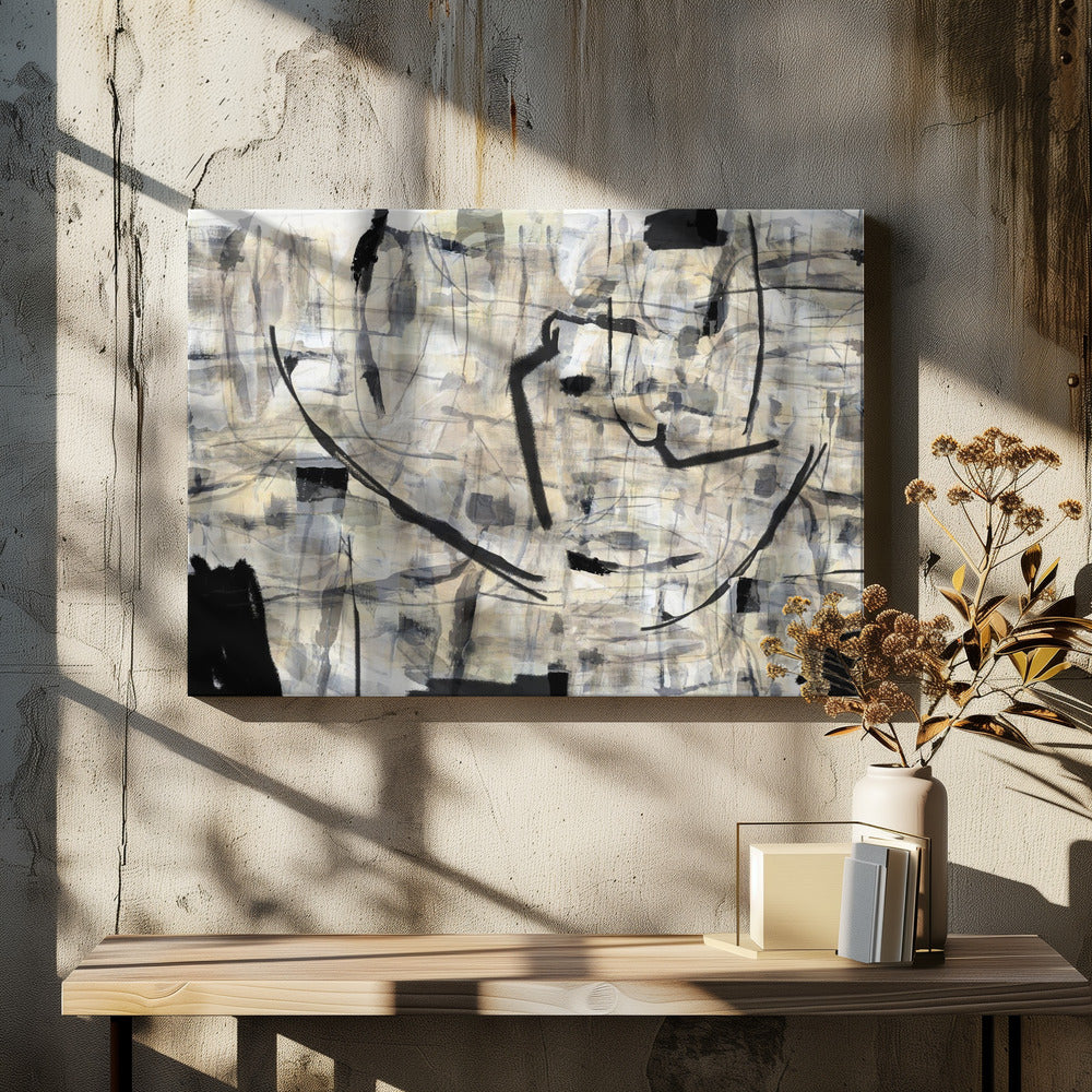 Black and White Textured Shapes 1 | Canvas