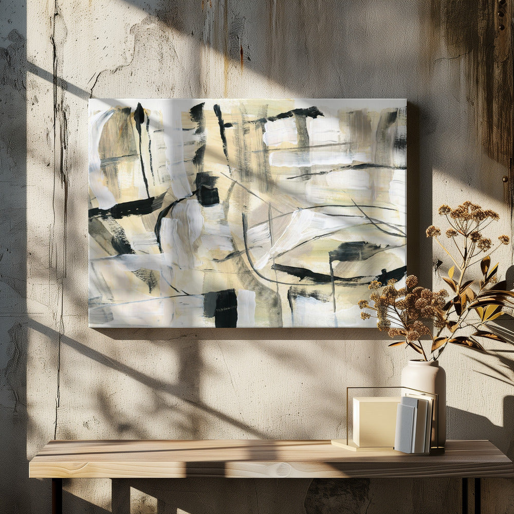 Black and White Textured Shapes 4 | Canvas