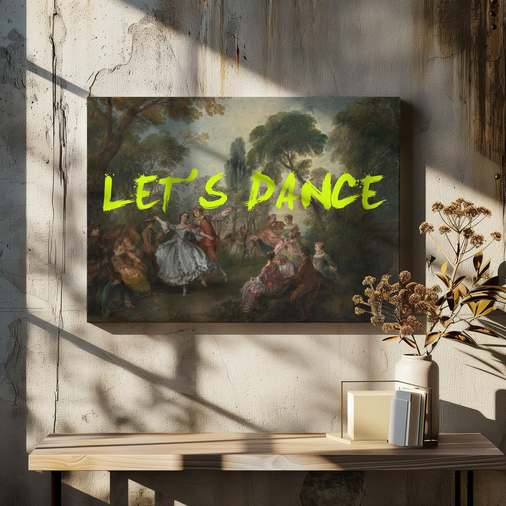 Laten we dansen neon geel vintage maximalistische kunst | Canvas