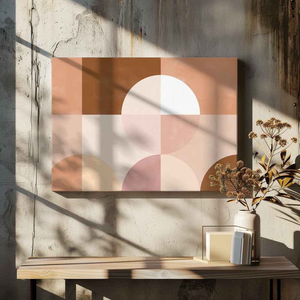 Geometric Circles and Squares in Earthy Tones | Canvas