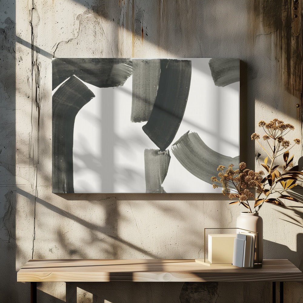 Monochrome abstracte zwarte vormen 1 | Canvas