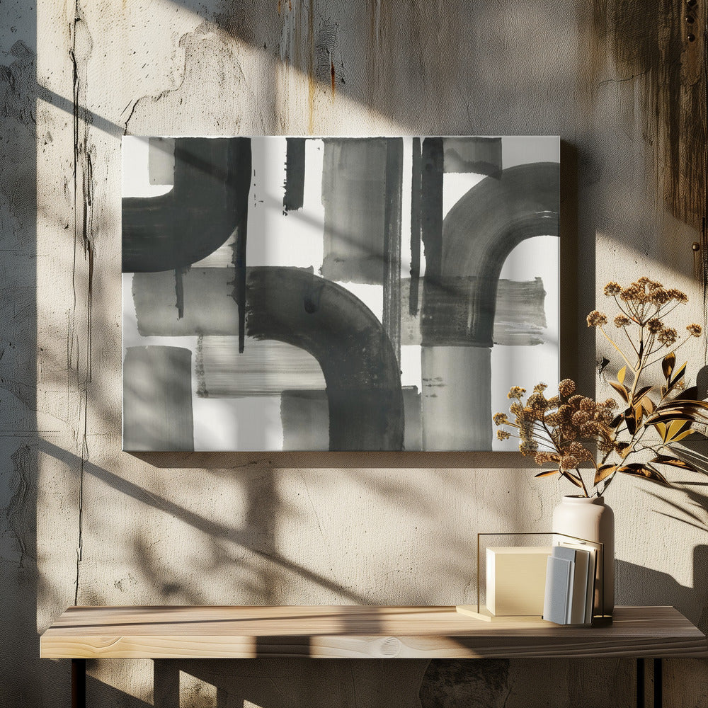 Monochroom Abstract Zwarte Vormen 2 | Canvas