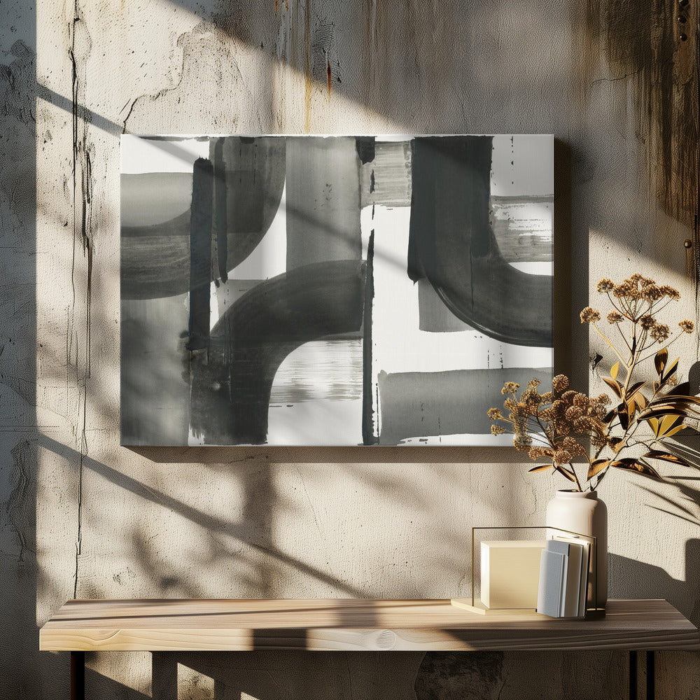 Monochroom Abstract Zwarte Vormen 3 | Canvas