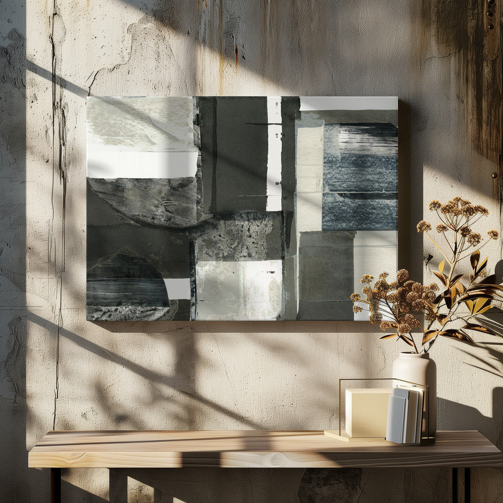 Monochroom Zwart Abstracte Vormen Licht 1 | Canvas