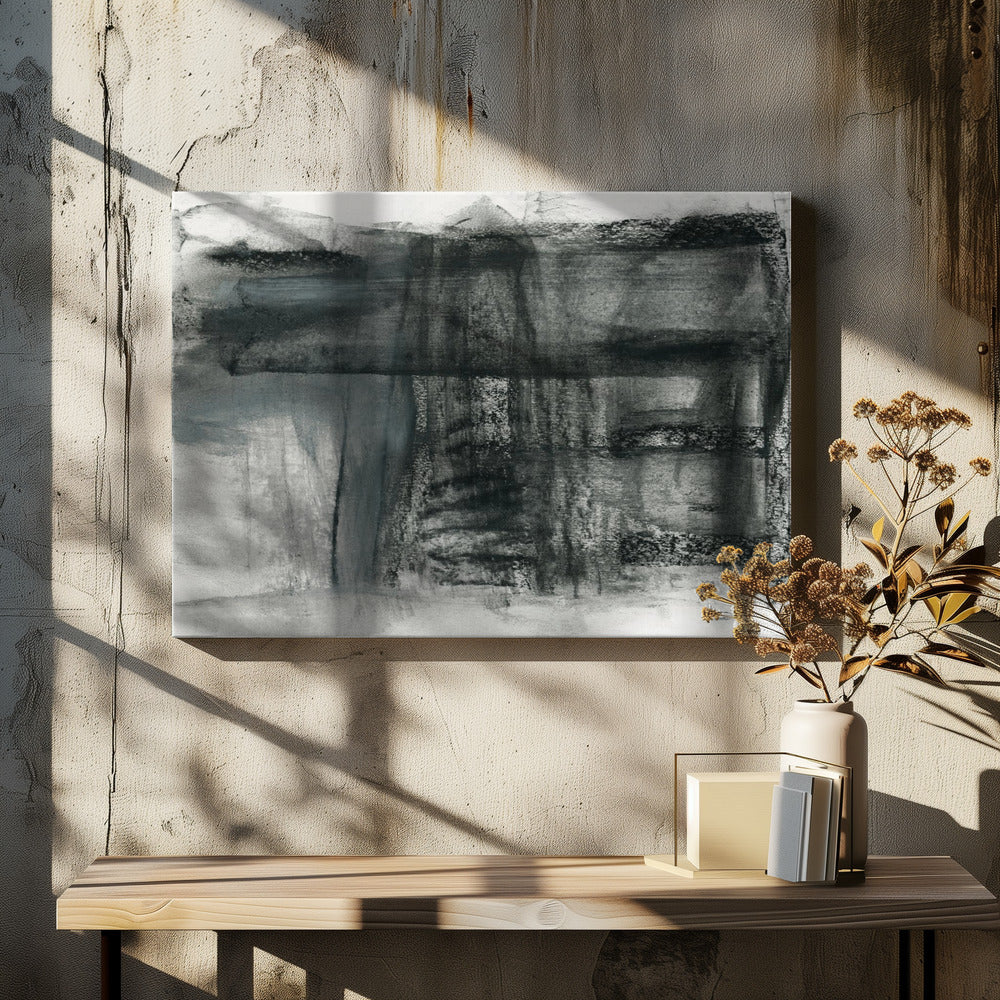 Abstract Houtskool Monochroom 1 | Canvas