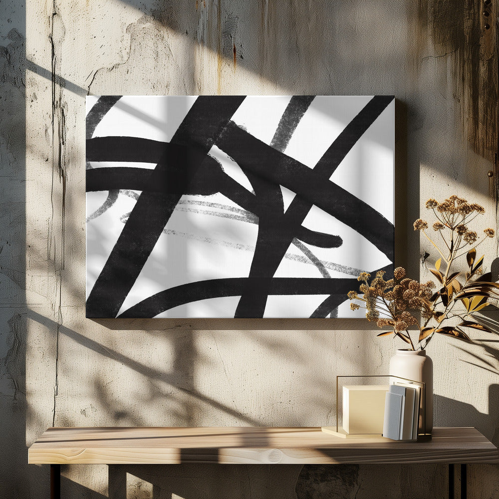 Gedurfde zwarte penseelstreken | Canvas
