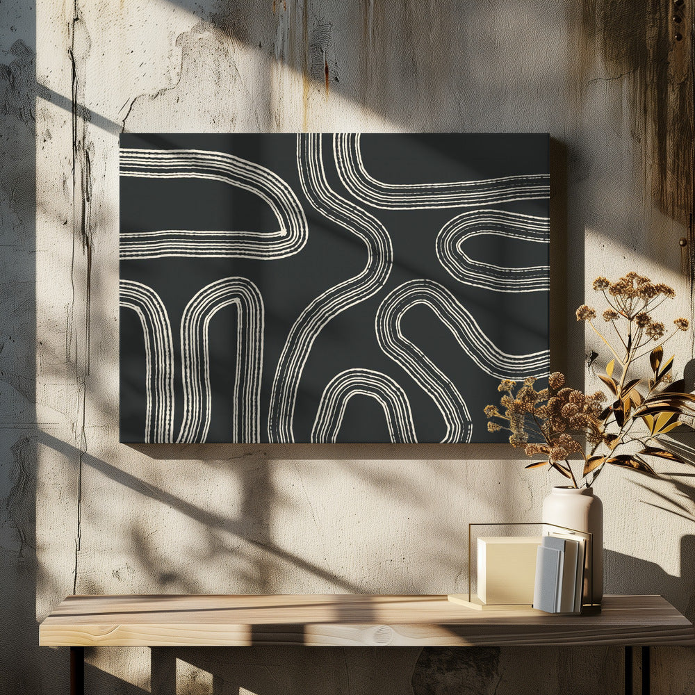 Zwart-witte lijnpatronen | Canvas