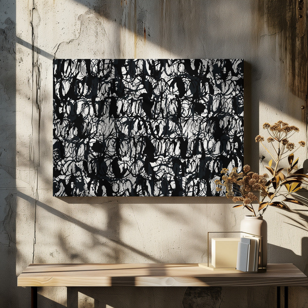 Abstracte inktwervelingen zwart 2 | Canvas