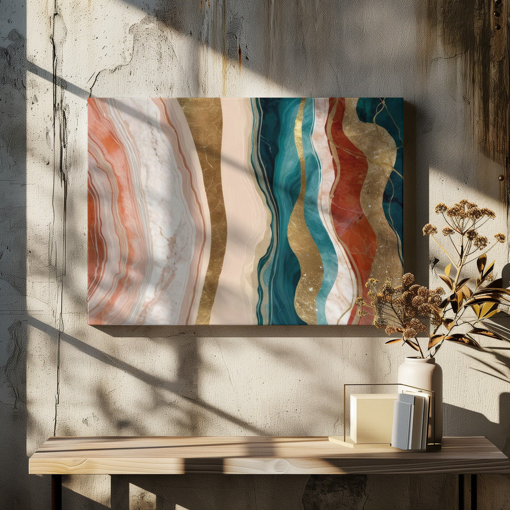 Marmerpatronen met levendige aardtinten | Canvas