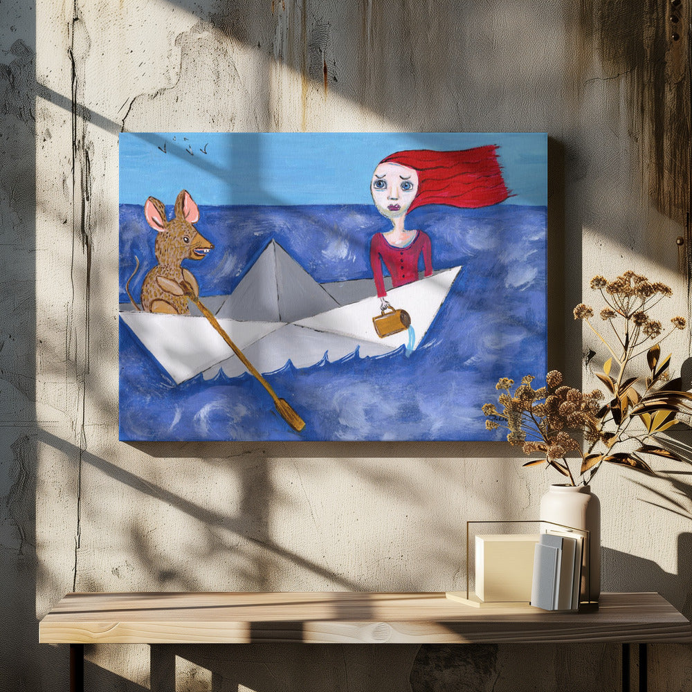 Ga niet met een rat in een papieren bootje op pad. | Canvas