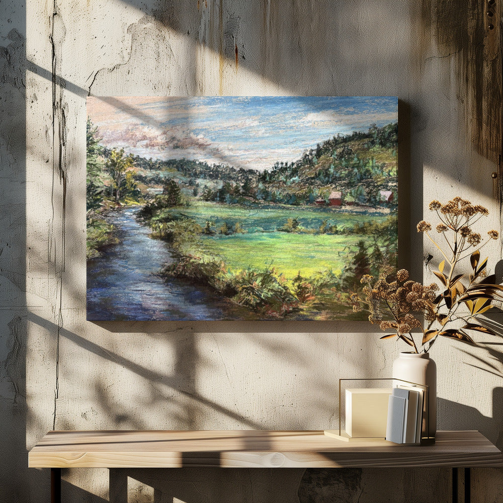 Serene riviervallei | Canvas