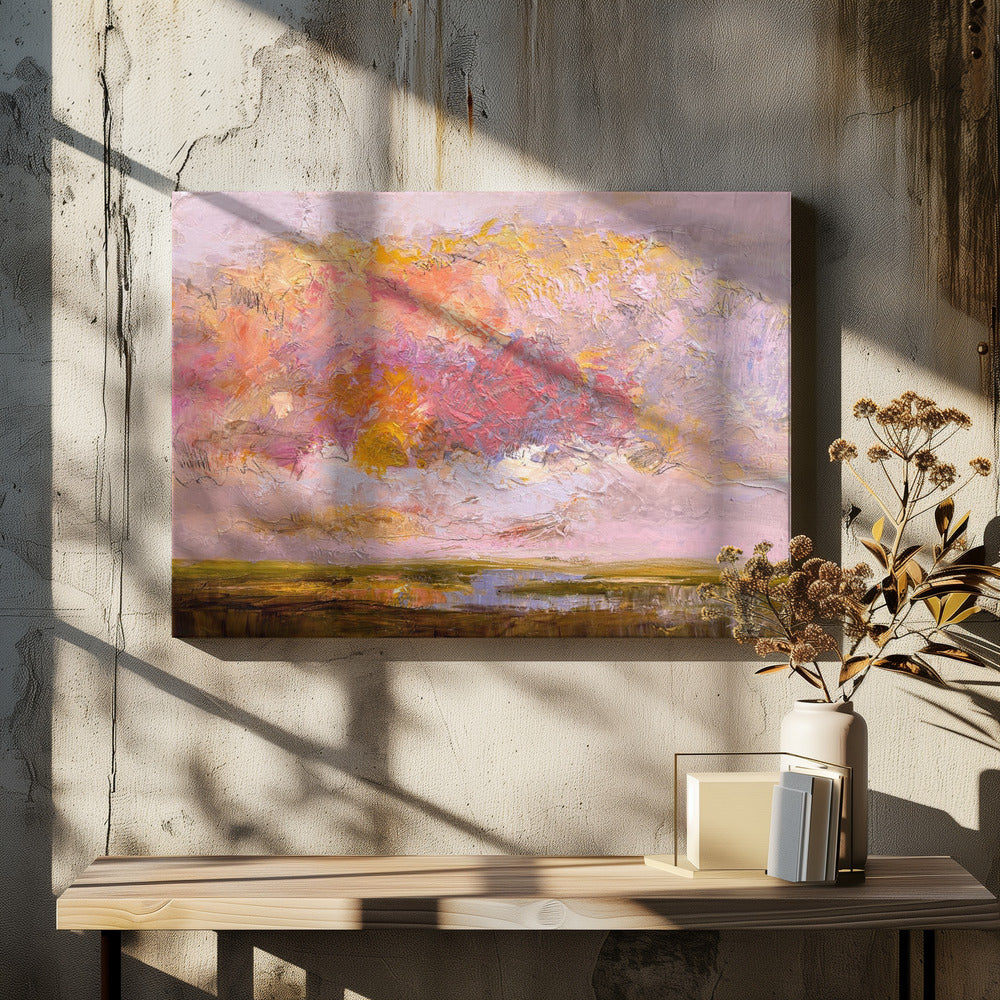 Levendige roze horizon | Canvas