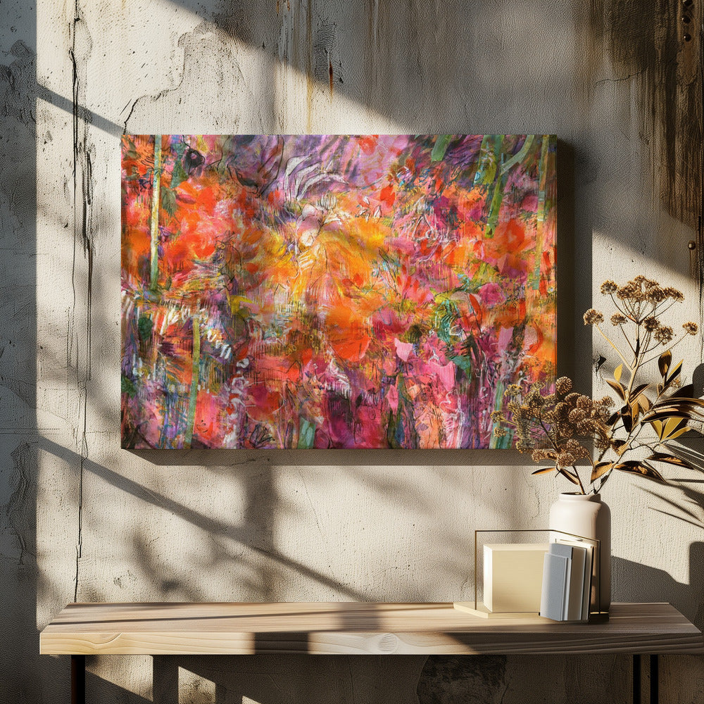 Levendig flora wandtapijt | Canvas