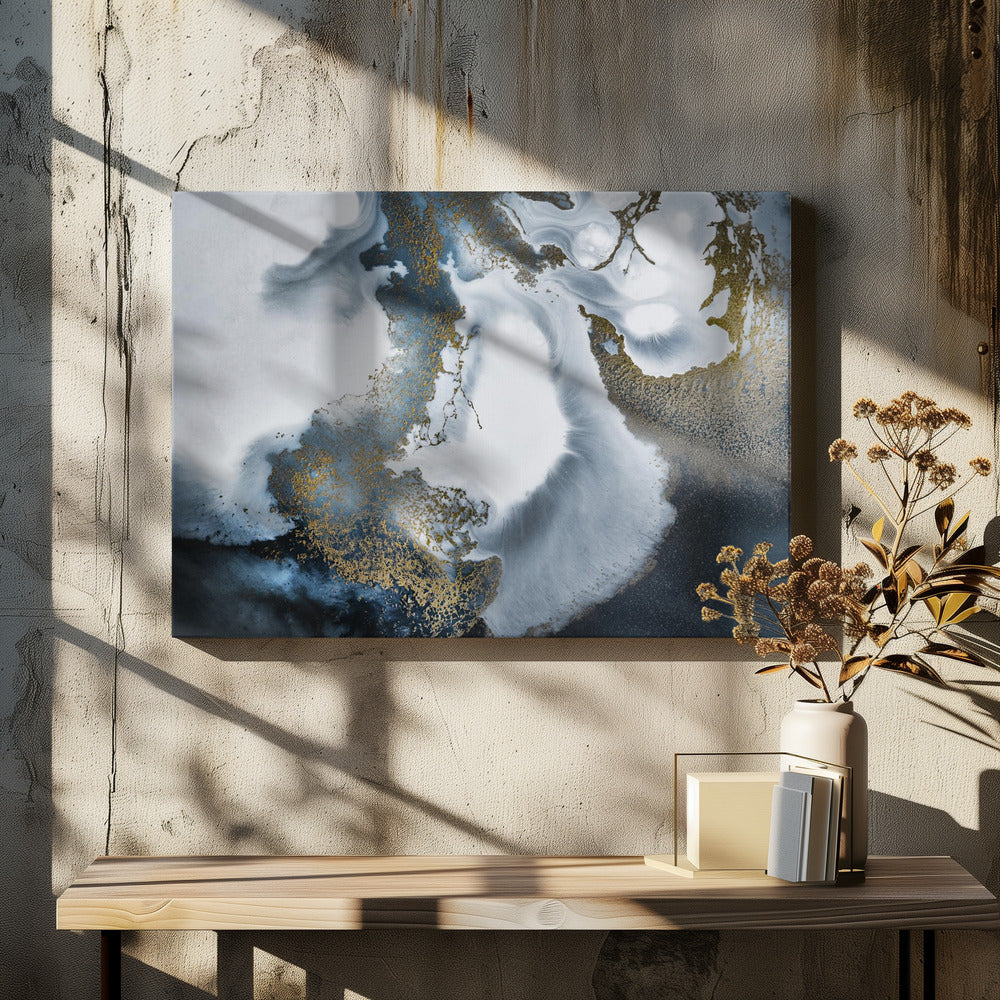 Zwart-wit en goud "Midnight Motion" | Canvas