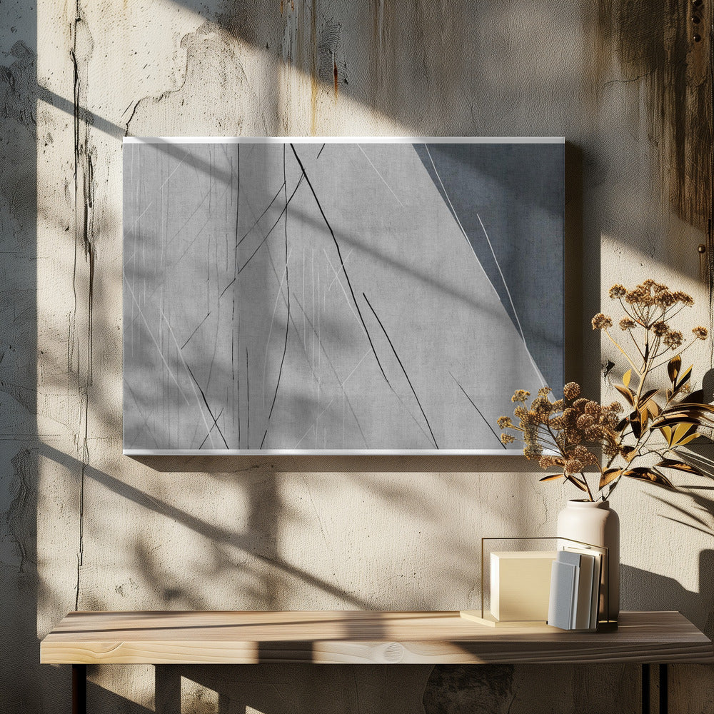 Abstracte lijnen op grijs | Canvas