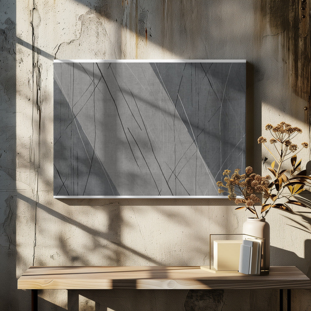 Abstracte lijnen op grijs | Canvas