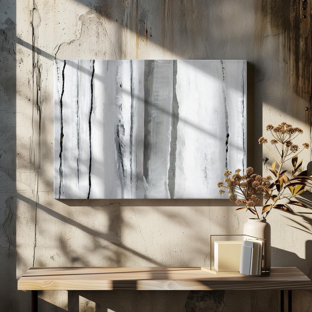 Verticale lijnen en zilveren sluiers | Canvas