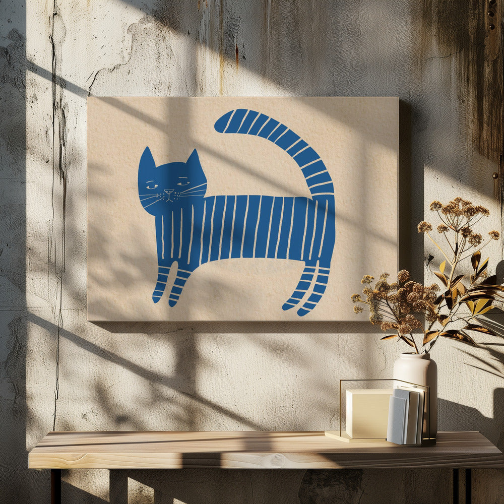 Blauwe kattenkamer | Canvas