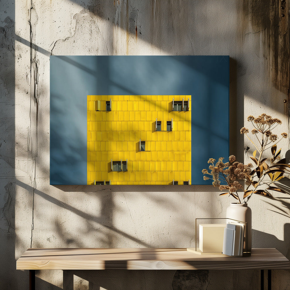 Geel en blauw | Canvas