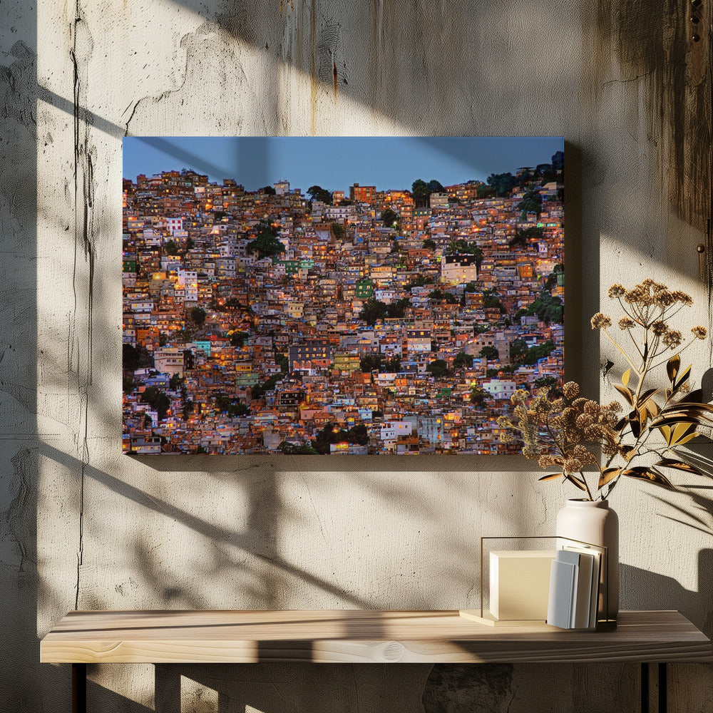 Het vallen van de avond in de Favela da Rocinha | Canvas