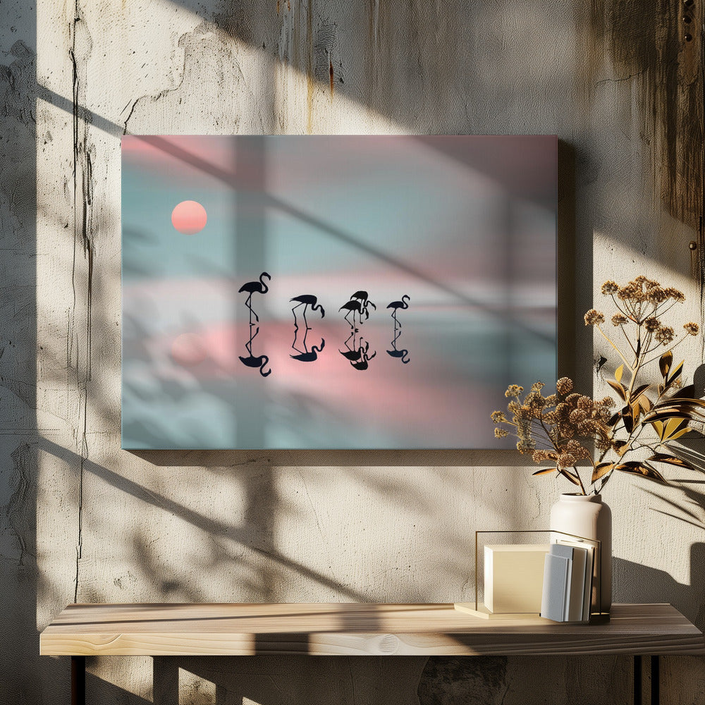 Familie flamingo's. | Canvas