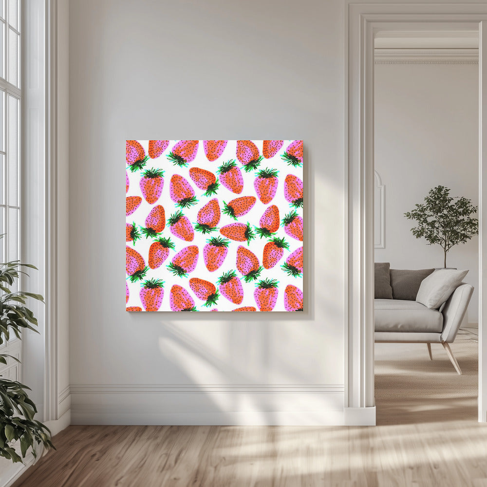Lavendel Rode Aardbeien Fruit | Canvas