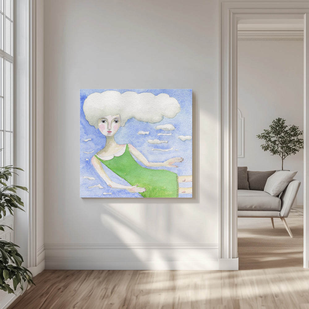 Hoofd in de wolken | Canvas
