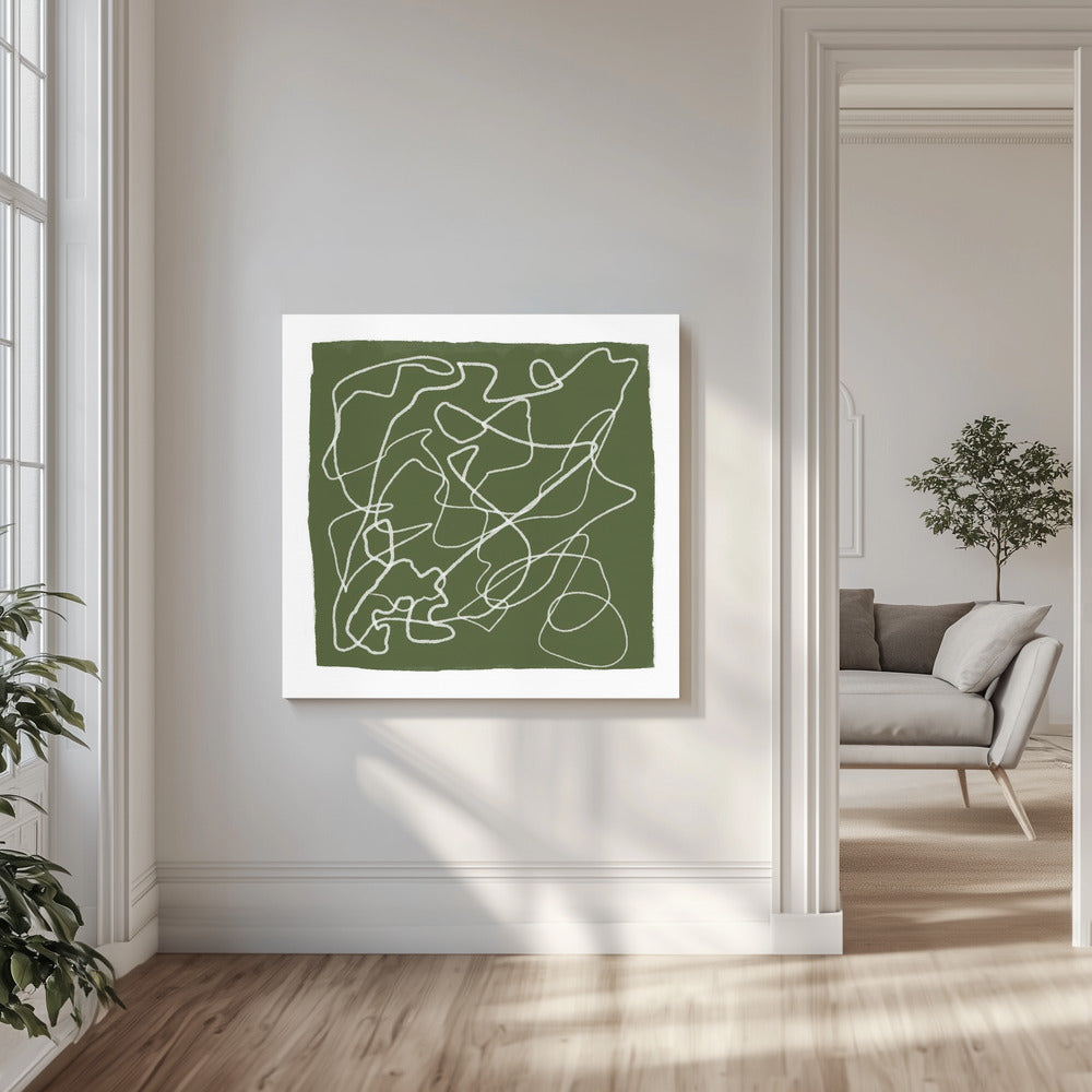 Groene krabbellijnen | Canvas